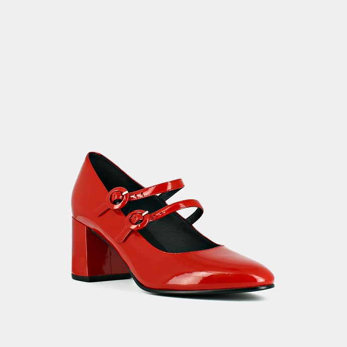 Babies à talons  en vernis rouge