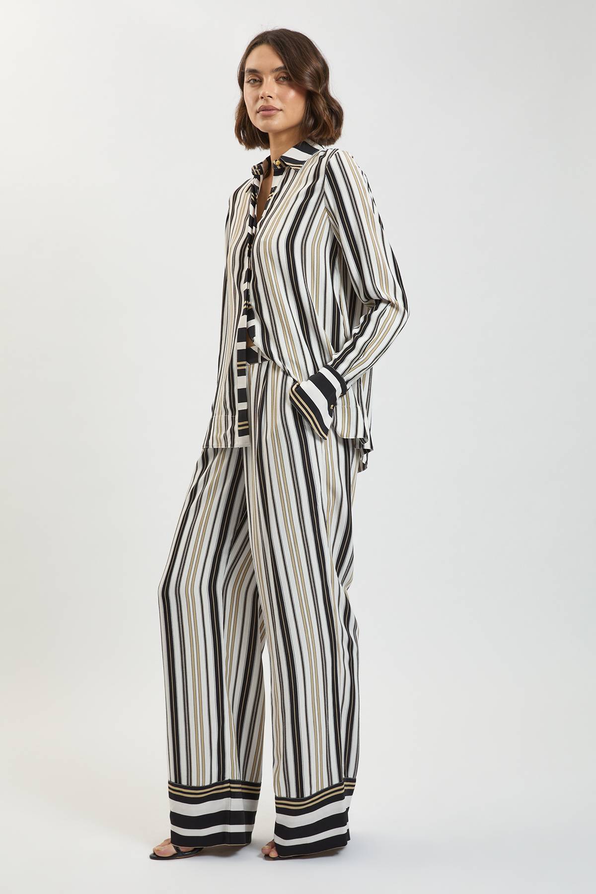 KarenMillen Chemise Coordonnée En Viscose À Rayures Contrastées