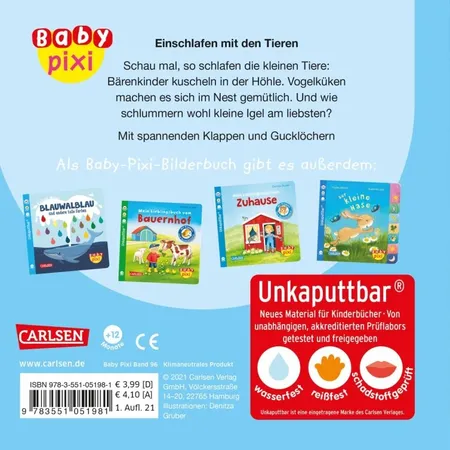 Carlsen Verlag Baby Pixi (unkaputtbar) 96: Mein Lieblingsbuch vom Einschlafen mit den Tieren