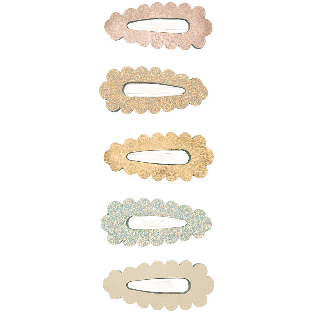 mimi & lula haarspeldjes mini scalloped - metallic multi - 5st