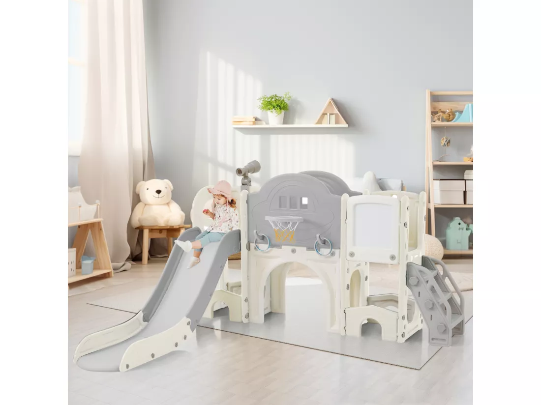 Jouet d'escalade pour enfants 10 en 1 avec toboggan, autoportant, escalade, jeu de forage, vert
