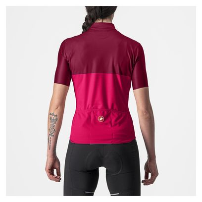 Maillot Manches Courtes Femme Castelli Velocissima Rose/Rouge/Bordeaux