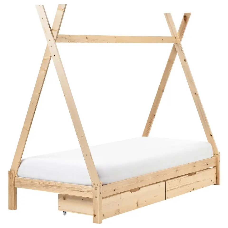 DEVAY - Kinderbed - Lichtbruin - 90 x 200 cm - Dennenhout