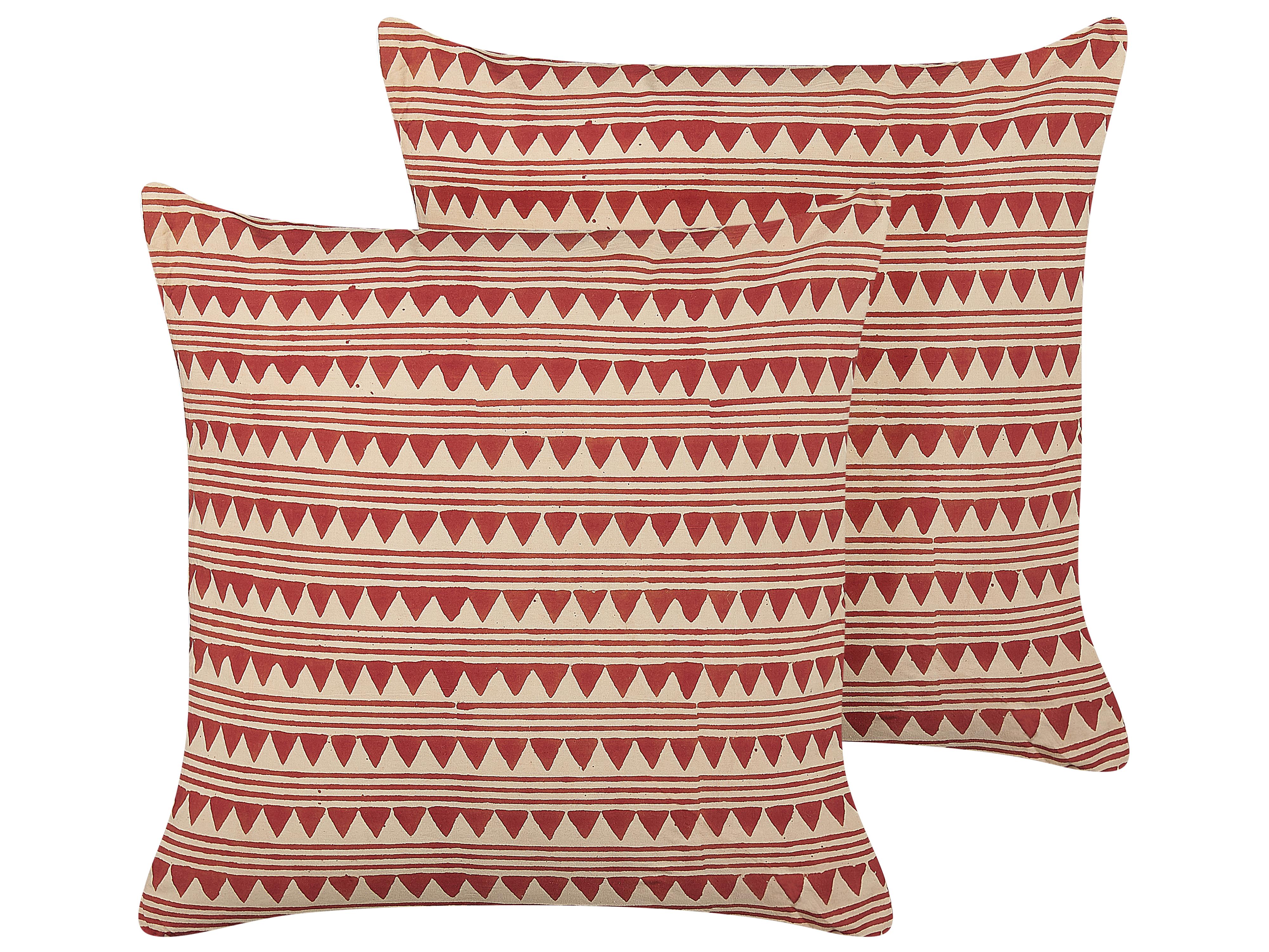 Set van 2 sierkussens DEGLUPTA Katoen 45 x 45 cm Rood chevron patroon