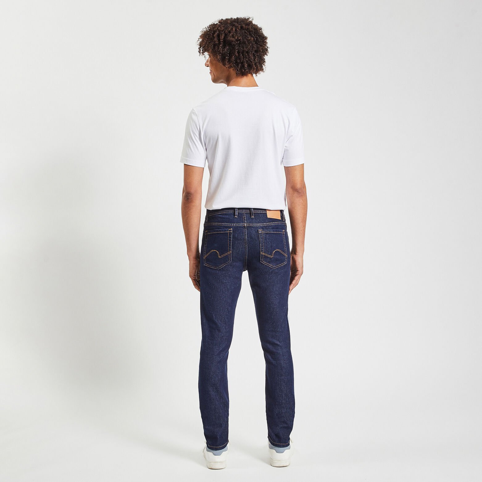 Jean slim en coton et polyester recyclés Bleu