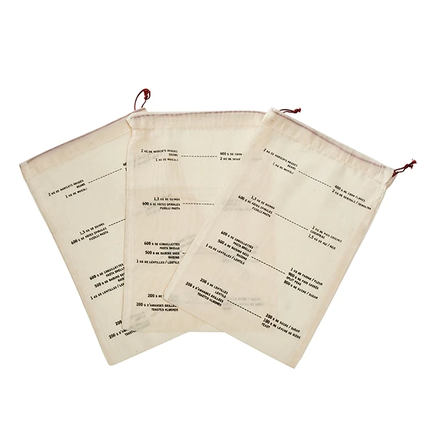 Set de 3 sacs coton gradués Elicuisine