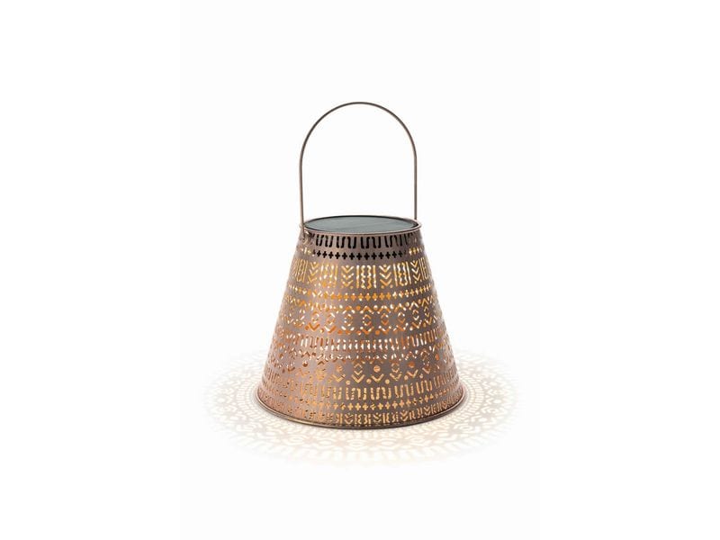 STT Laterne Solar Antic Boho, Ø 26 x 21 cm, Braun/Anthrazit Dekolicht zum Aufstellen oder Aufhängen