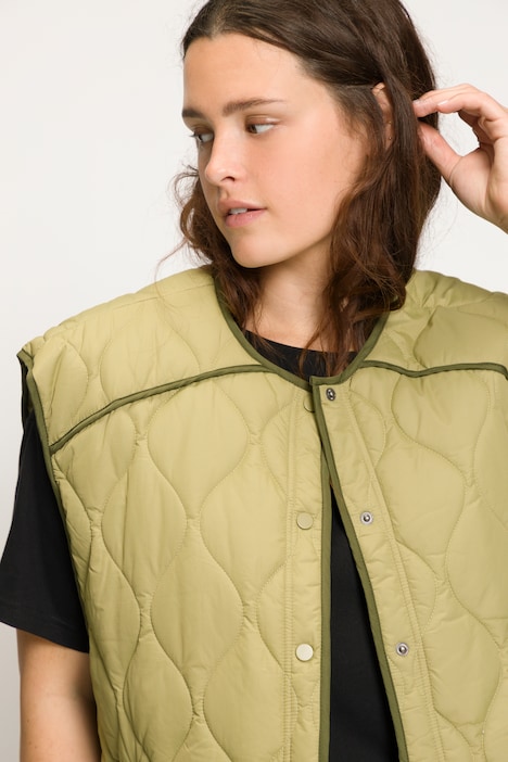 Steppweste, oversized, Rundhals, Druckknöpfe
