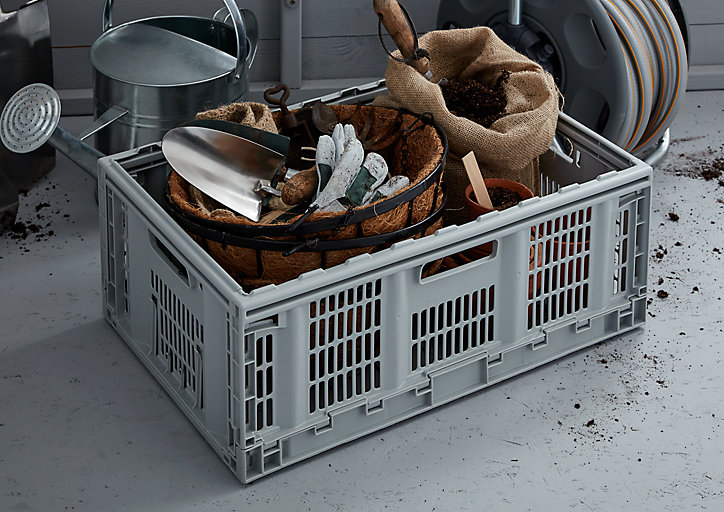 Boîte pliable en plastique recyclé GoodHome Foldie gris 46 L