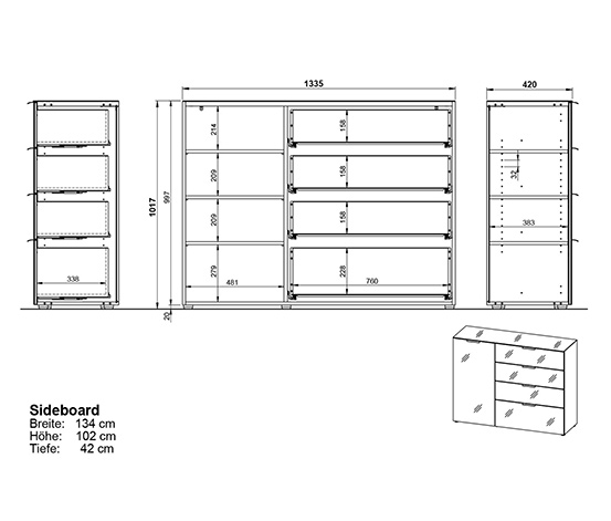 Sideboard »Laholm«, grau