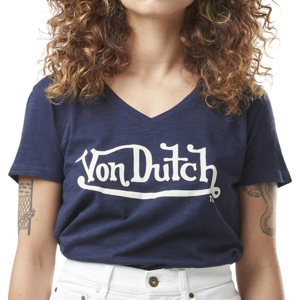 Von Dutch T-shirt Marine Femme Von Dutch Slub