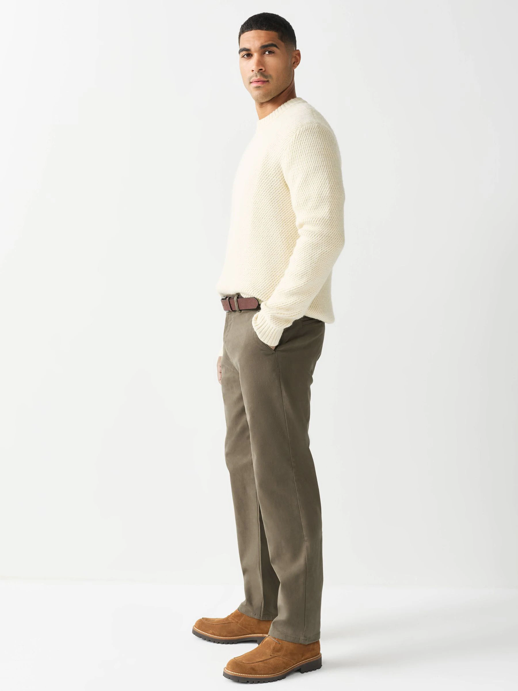 Pastelgeel - Motionflex Chinos Trousers With Belt
