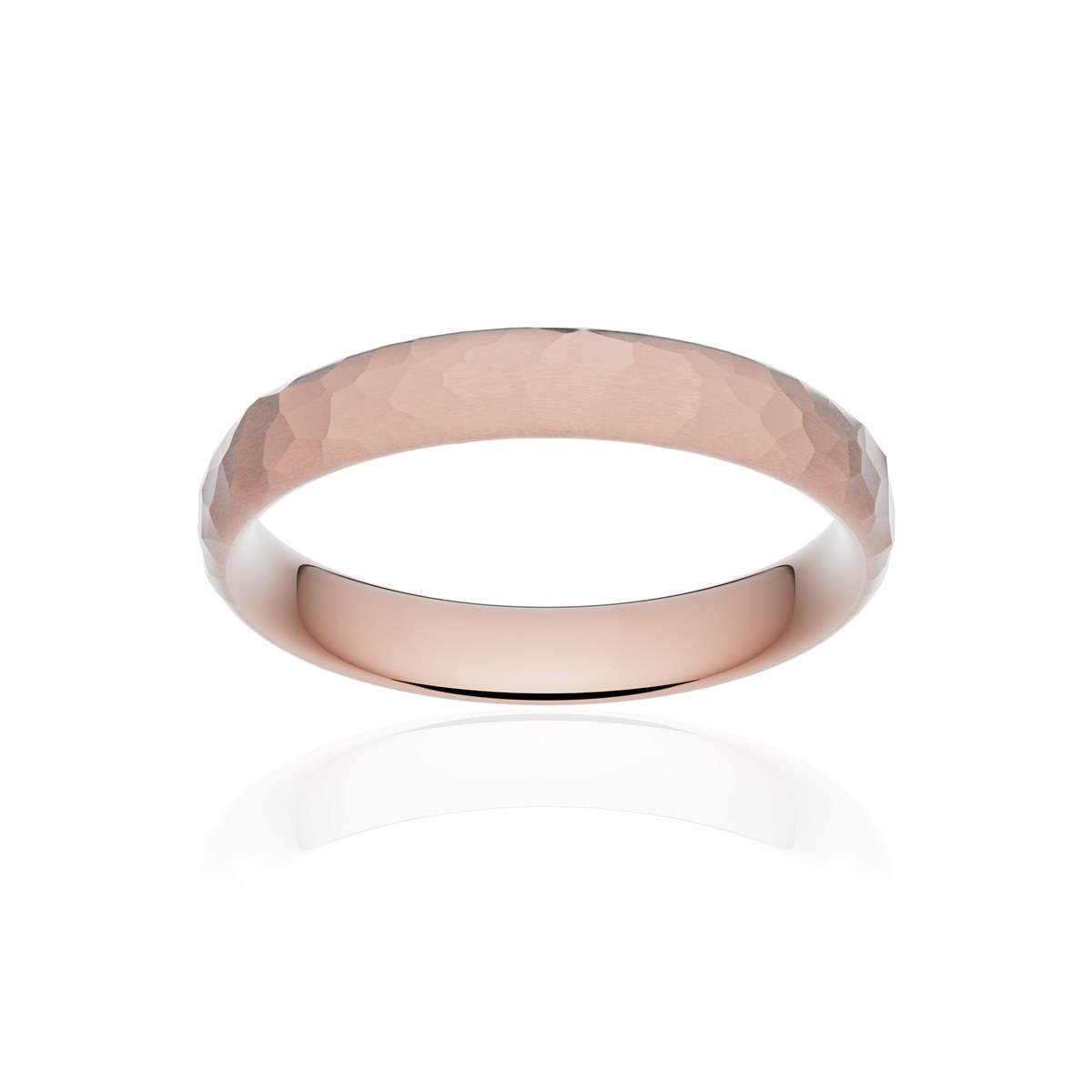 Alliance or 750 rose martelé ruban confort 4mm