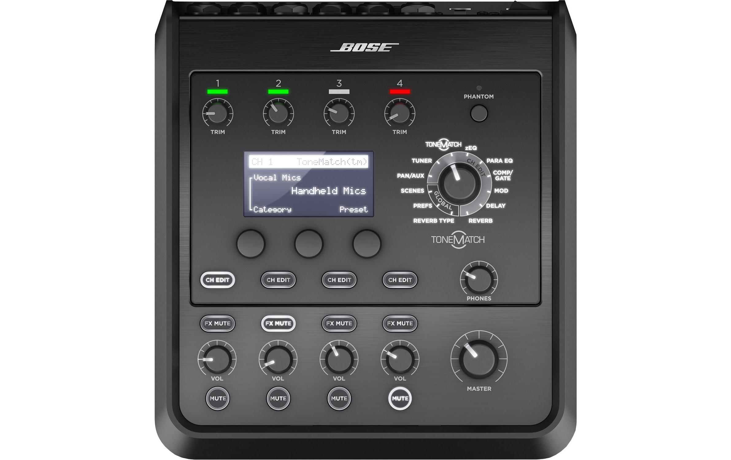 Mischpult T4S ToneMatch<br>Kompaktes, digitales 4-Kanal-Mischpult, optimiert für «F1»- und «L1»-Sound-Systeme