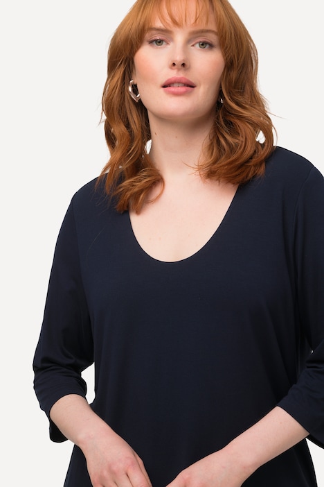 Shirt, tiefer Rundhalsausschnitt, 3/4 Arm