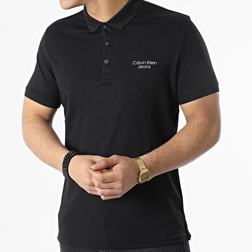 Polo A Manches Courtes Stacked Logo 0088 Noir