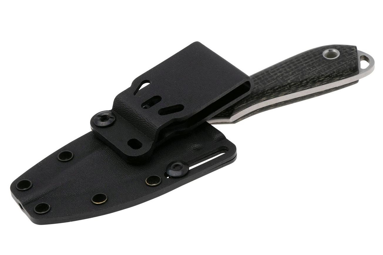 White River Knives M1 Black Burlap Micarta vaststaand mes, Kydex schede