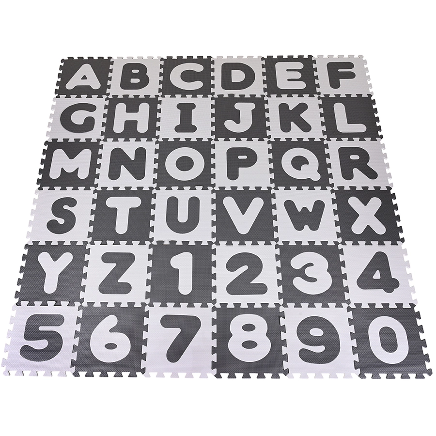 knorr toys® Puzzlematte - Alphabet + Zahlen grau-weiß