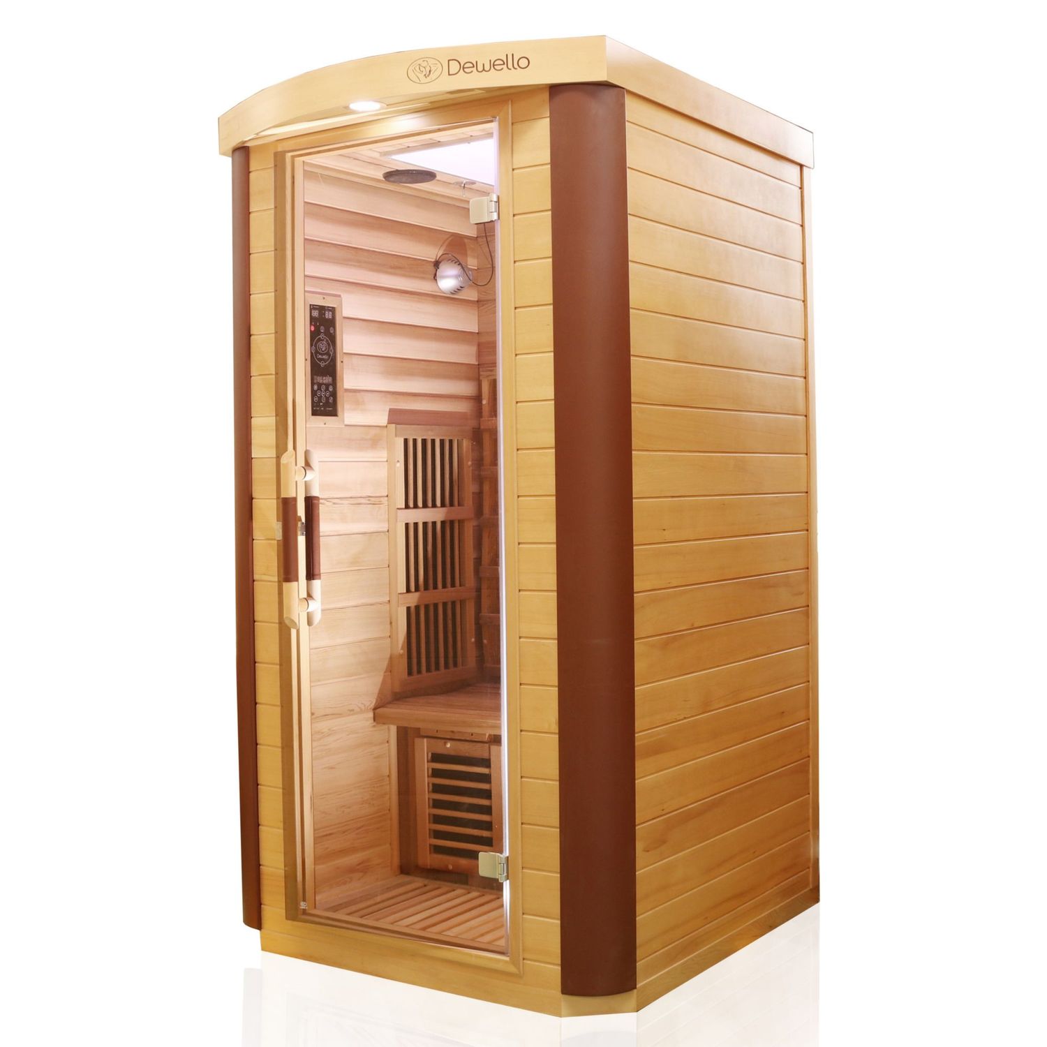 Dewello® Infrarotkabine Infrarotsauna TORONTO 102cm x 102cm inkl. 3 Vollspektrumstrahler, Bodenstrahler, 1 Person, LED