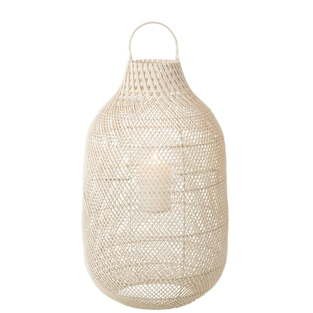 Lanterne cylindrique extra large rotin blanc