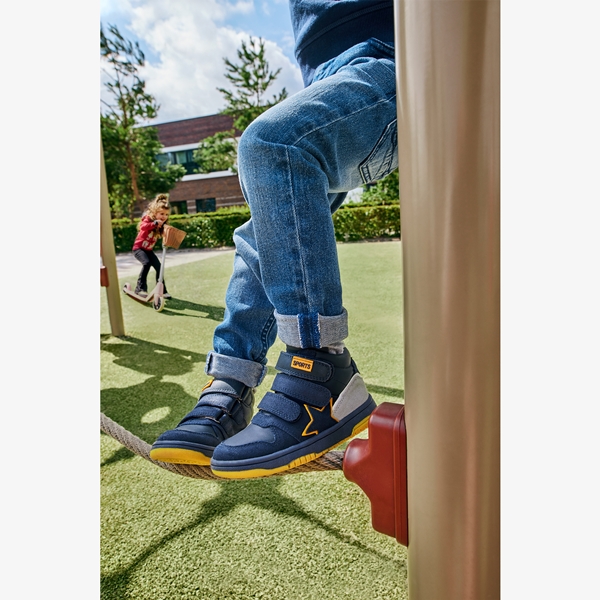 TwoDay hoge leren jongens sneakers blauw