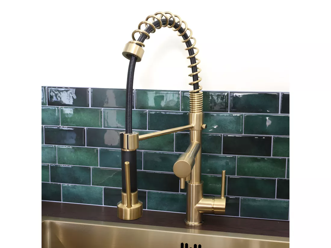Big Pro mitigeur évier à douchette mobile or - Essebagno