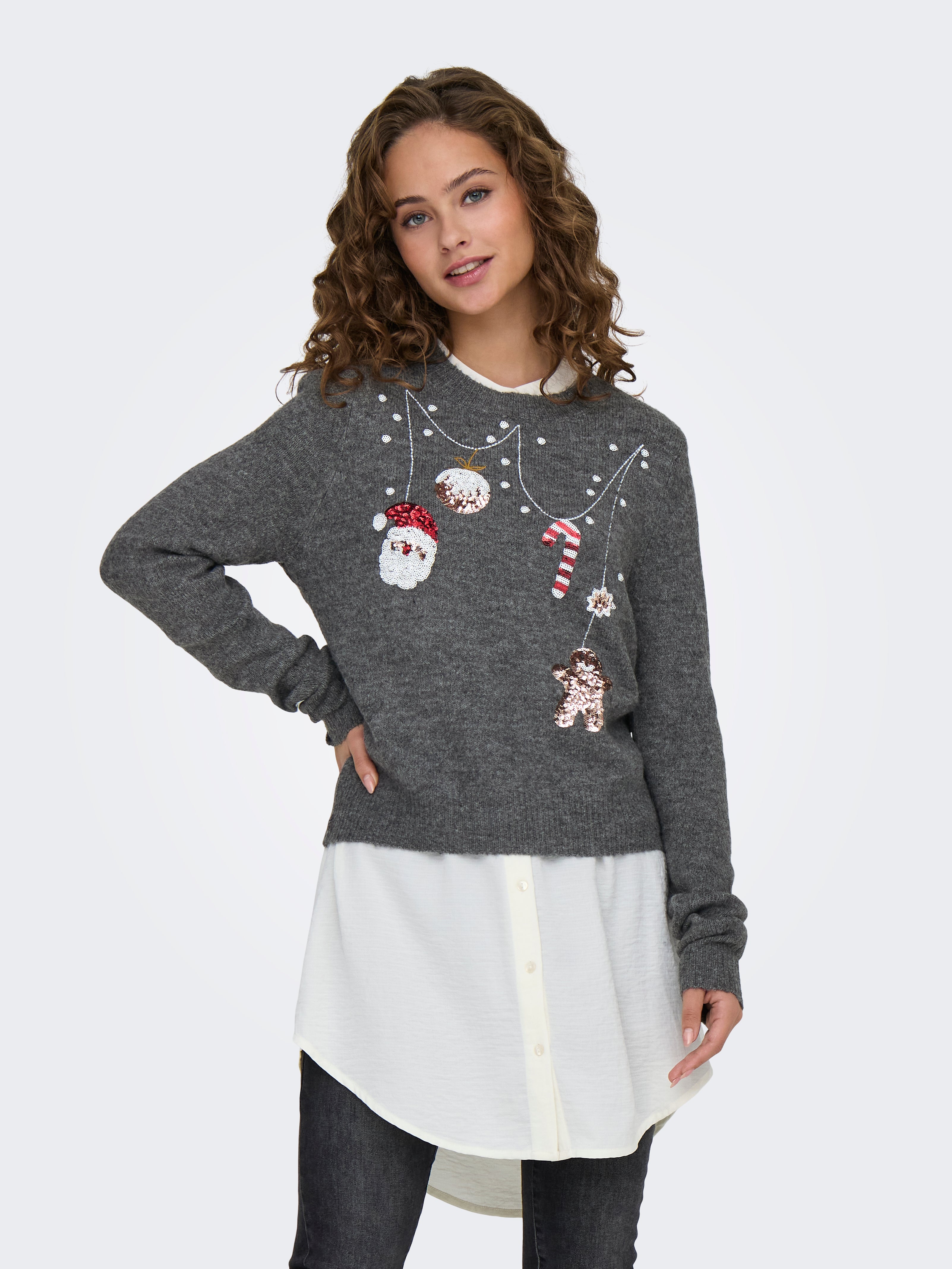 JDYTWINKLE Strickpullover Medium Grey Melange