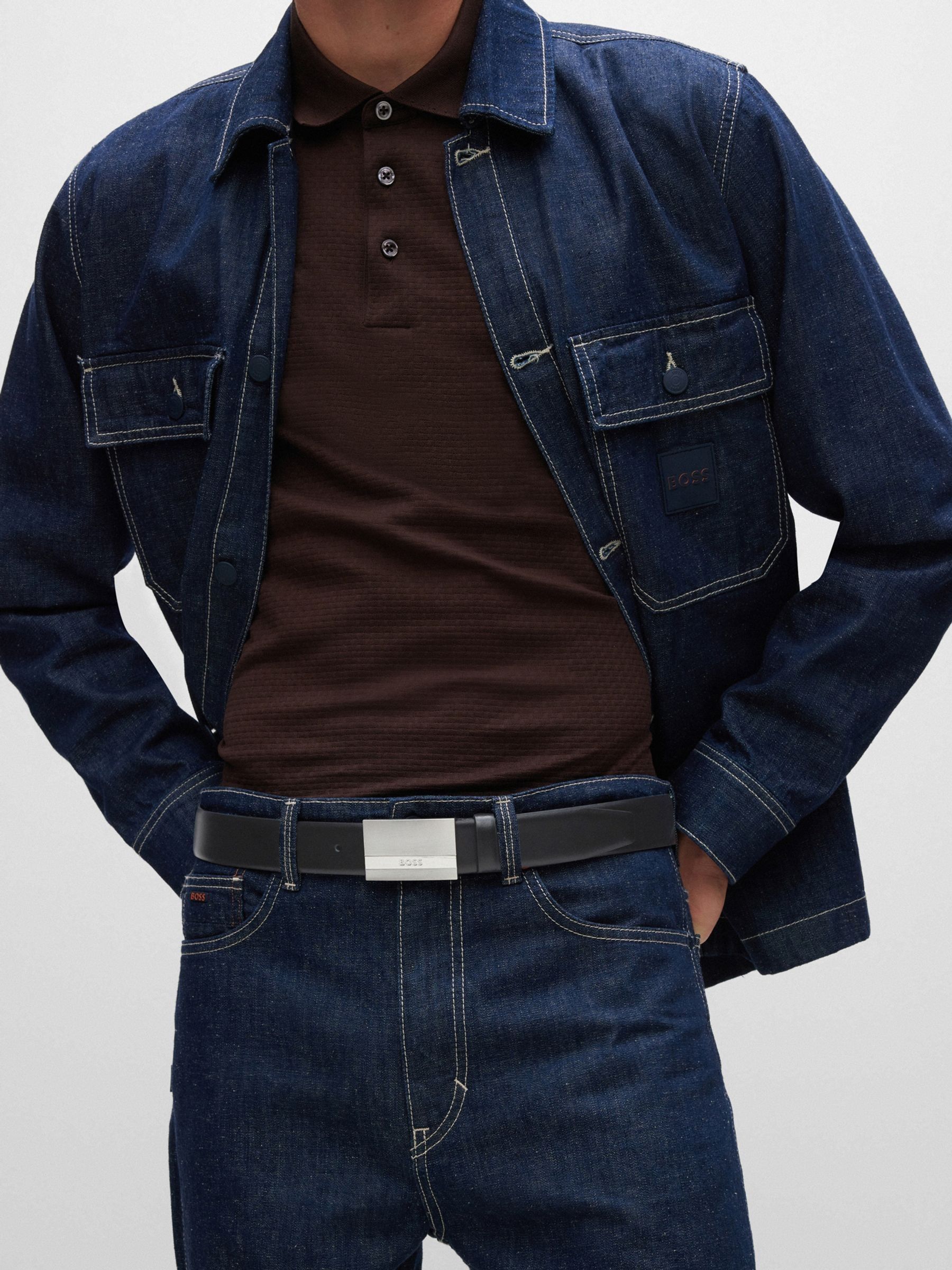 Cobalt Black - BOSS Baxton Leather Belt