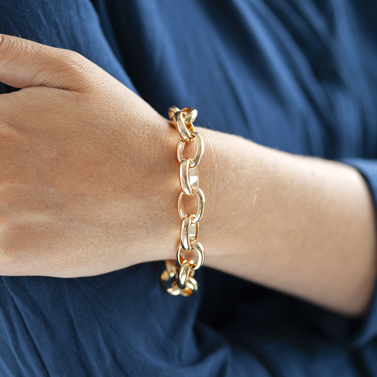 Bracelet plaqué or 19 cm maillons ronds
