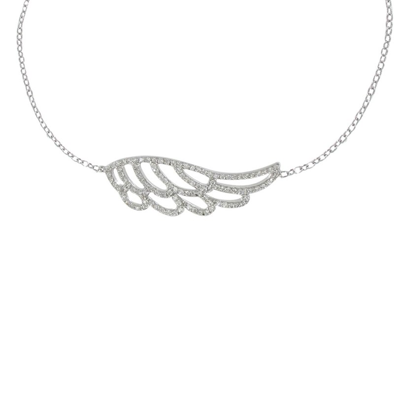 Collier Argent Aile d'Ange et Strass