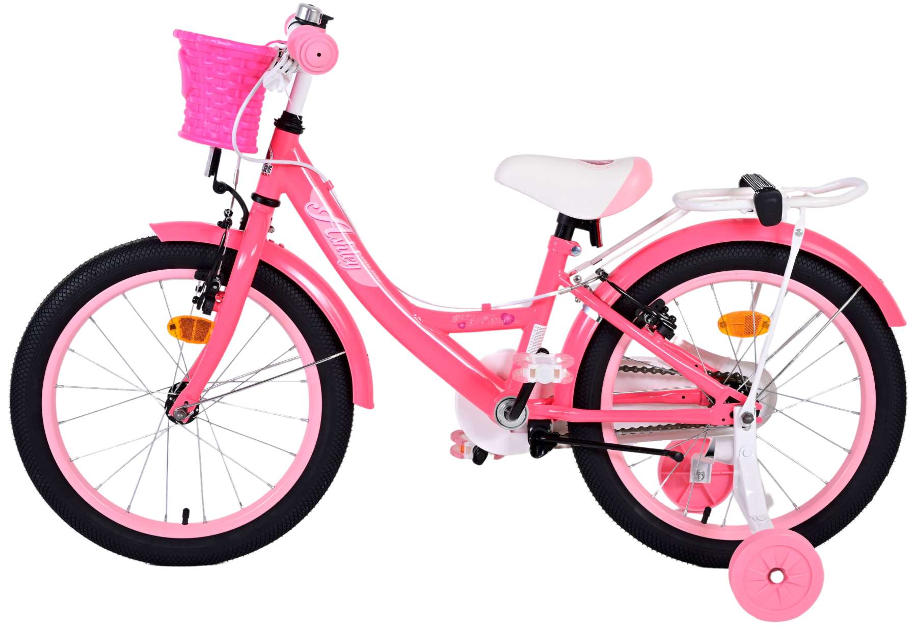 TPFSports Ashley Kinderfahrrad - Mädchen - 18 Zoll - Rücktritt + Handbremse - Rosa/Rot