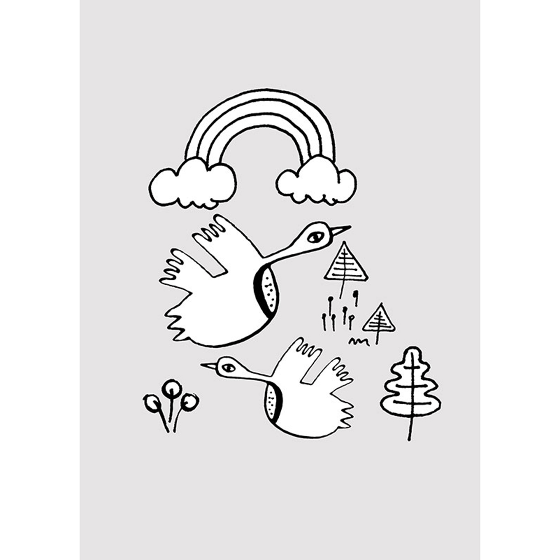 Wandbild SCRIBBLE BIRDY - schwarz-weiß - 50x70 cm