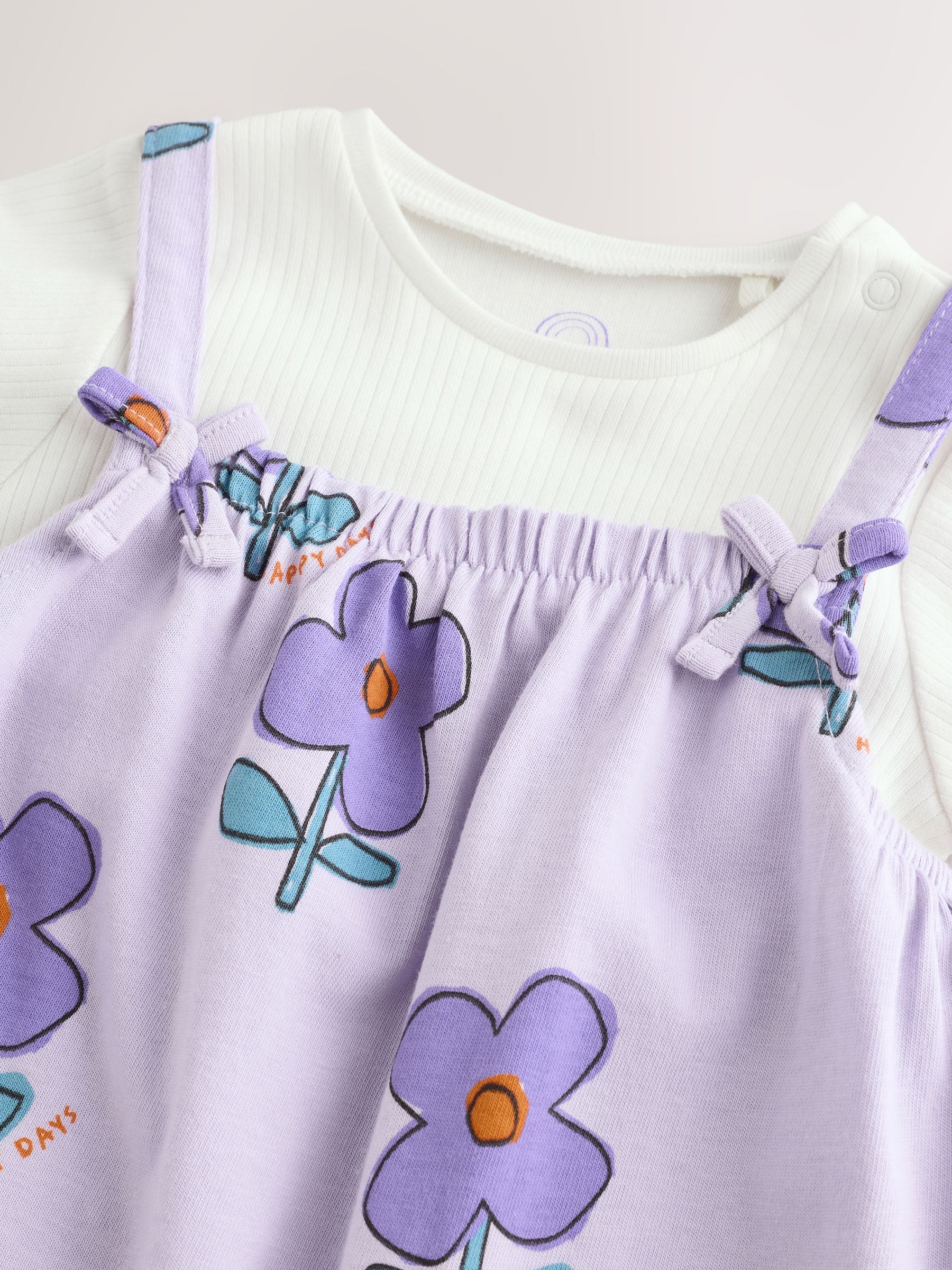 Lilapaars bloem - Babyset van rompertje en Bodysuit (0mnd-3jr) (0mnd-3jr)