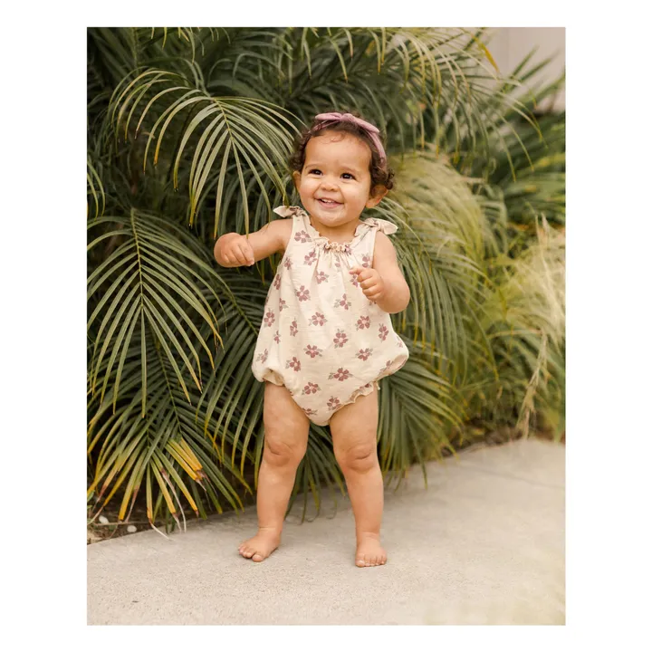 Rylee + Cru Barboteuse à Bretelles Fleurie | Beige