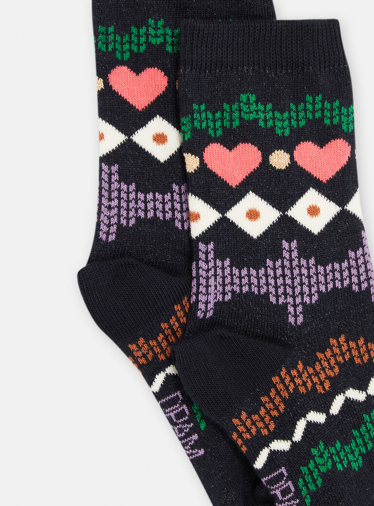 Chaussettes noirine à motifs jacquard pour fille
