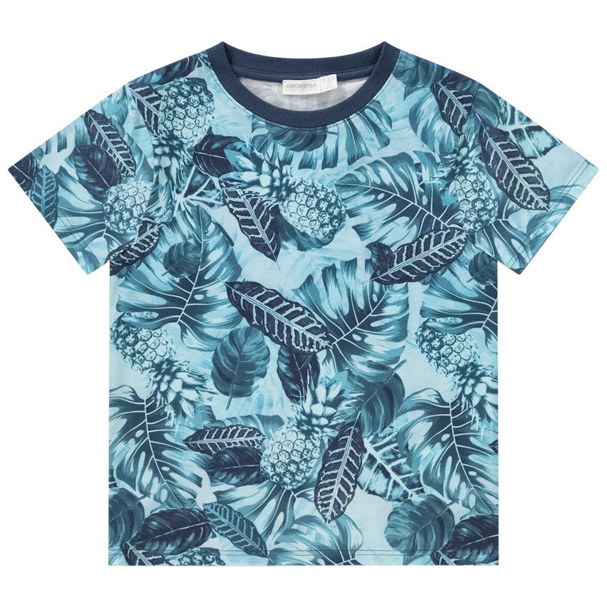 T-shirt manches courtes imprimées fantaisie pour garçon - Bleu