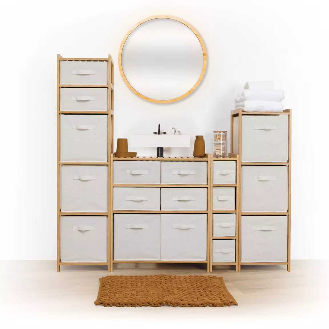 Meuble rangement paniers 6 niveaux (66 x H78.5 cm) Tidy box Ecru