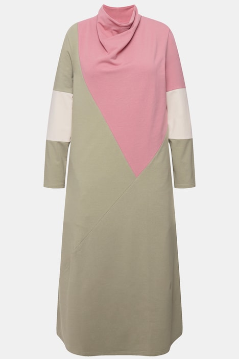 Sweatkleid, Wasserfall-Ausschnitt, Langarm, Biobaumwolle