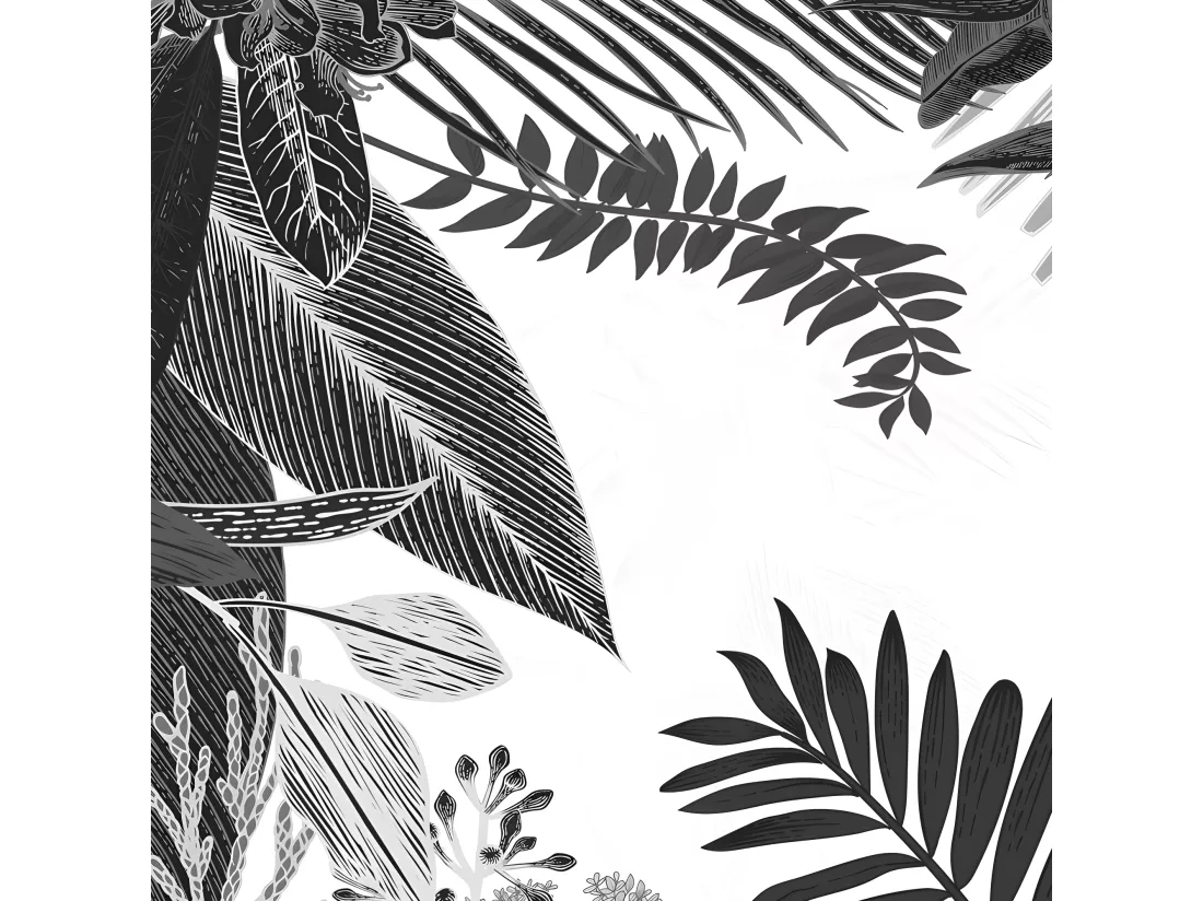 Tapis Vinyle Médium l 50xL120cm - Végétal Black & White - Vinyle