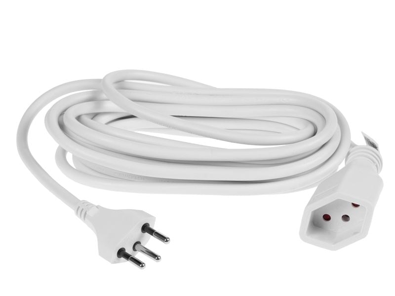 FURBER.power Verlängerungskabel T13-T12 5 m Weiss Stromkabel H05VV-F 3G1.00