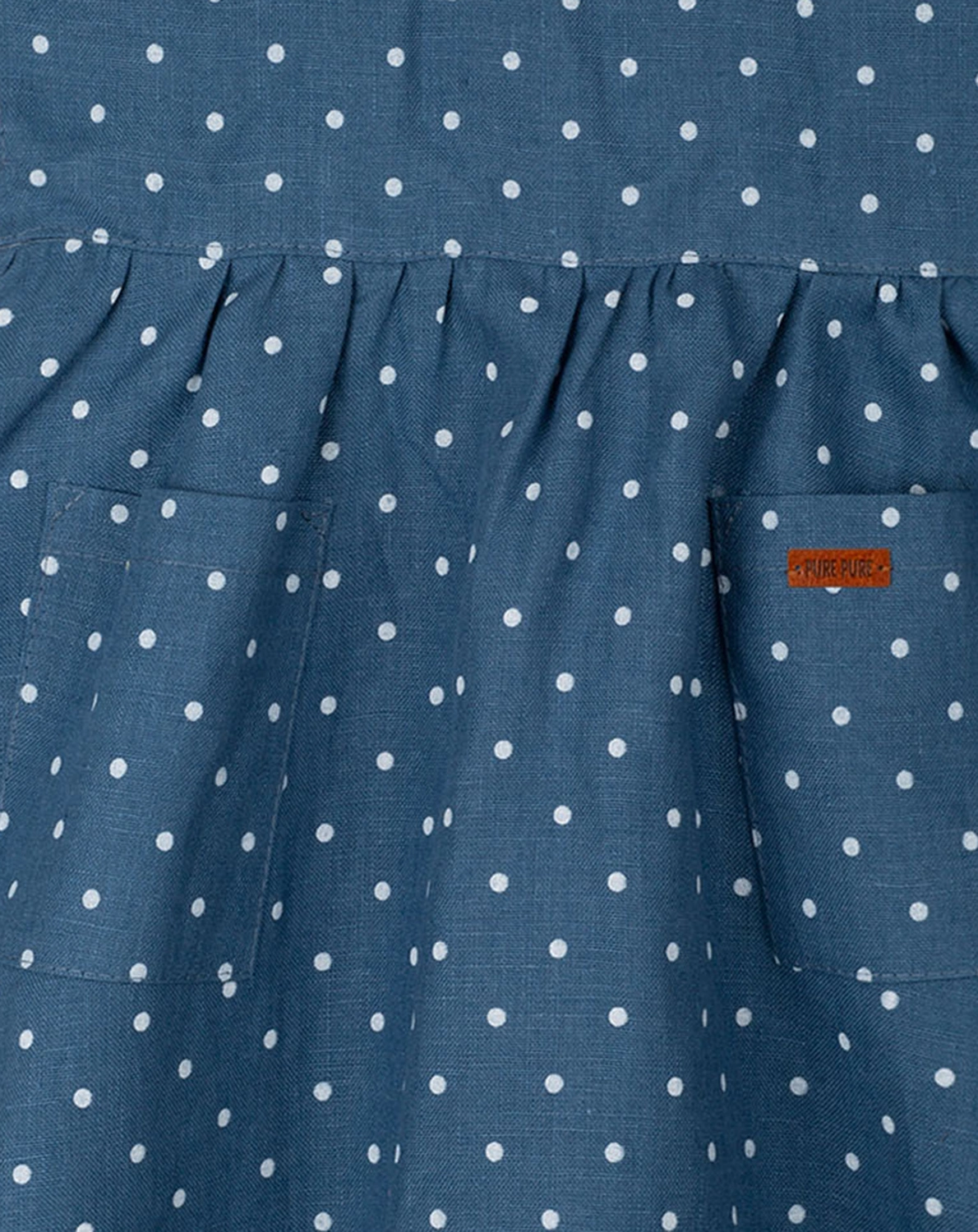 Leinen-Kleid DOTS in steelblue