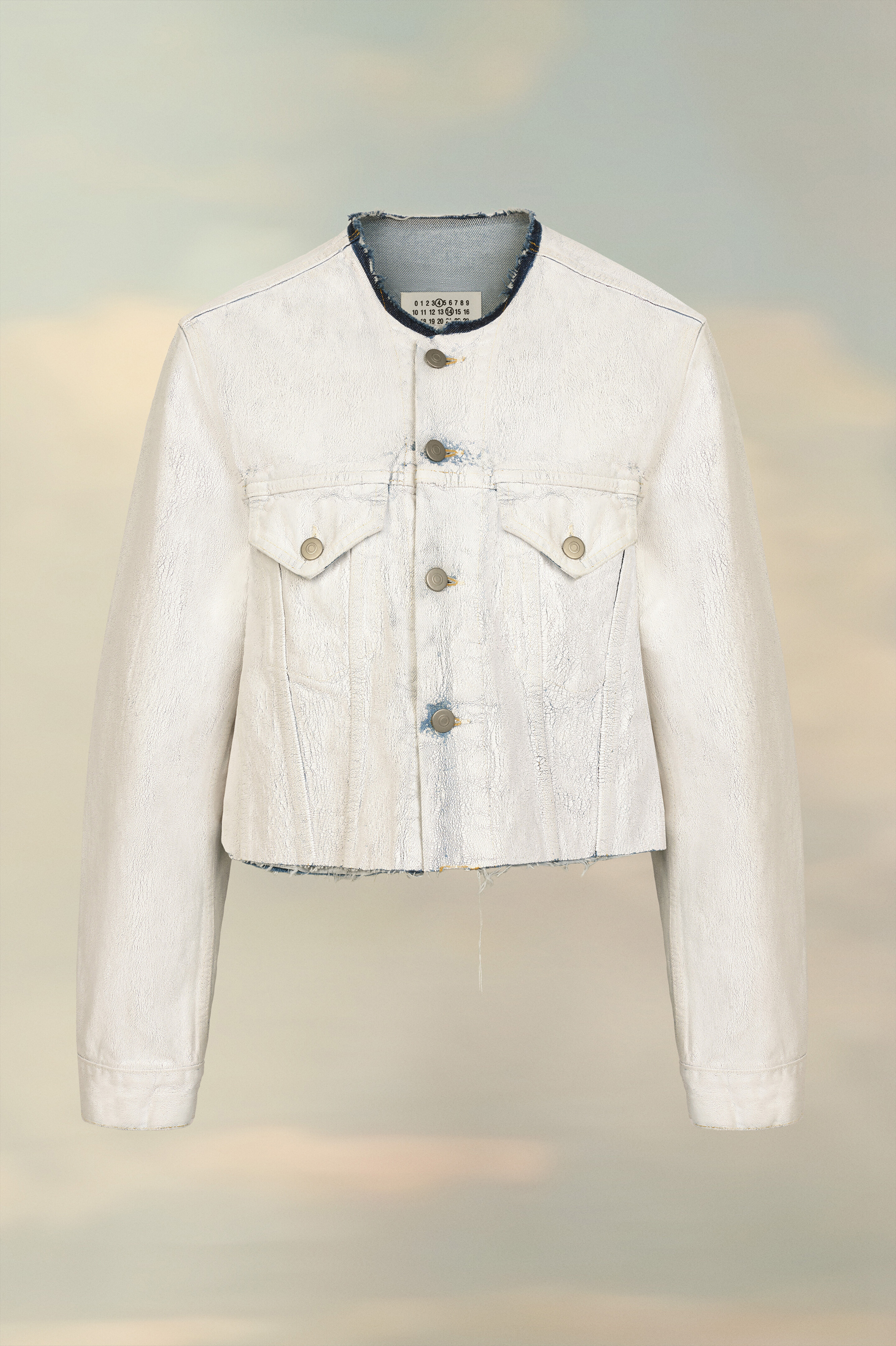 Veste en jean courte - Blanc craquelé