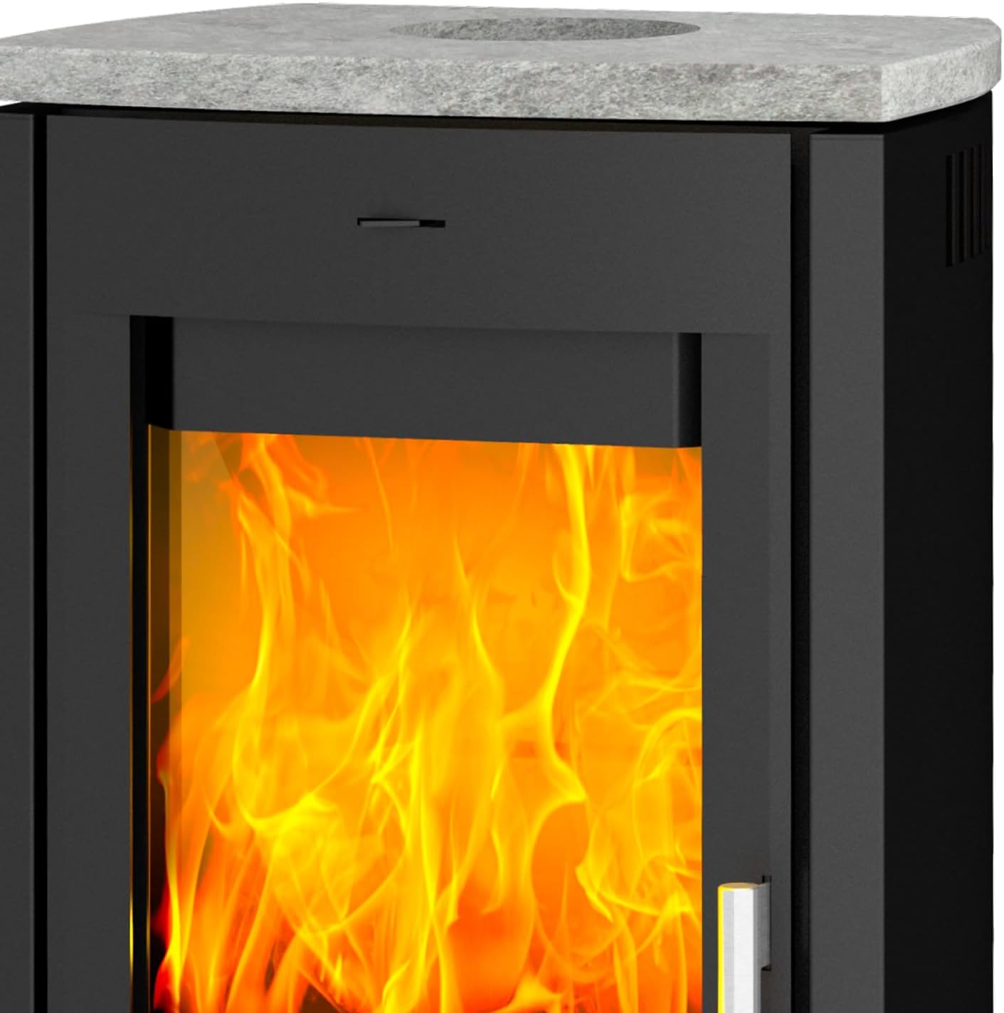 Fireplace K5732 Tuvalu Kaminofen Stahl Schwarz | Topplatte Speckstein/A+