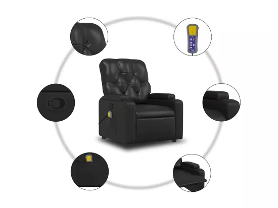 Fauteuil de massage inclinable Noir Similicuir