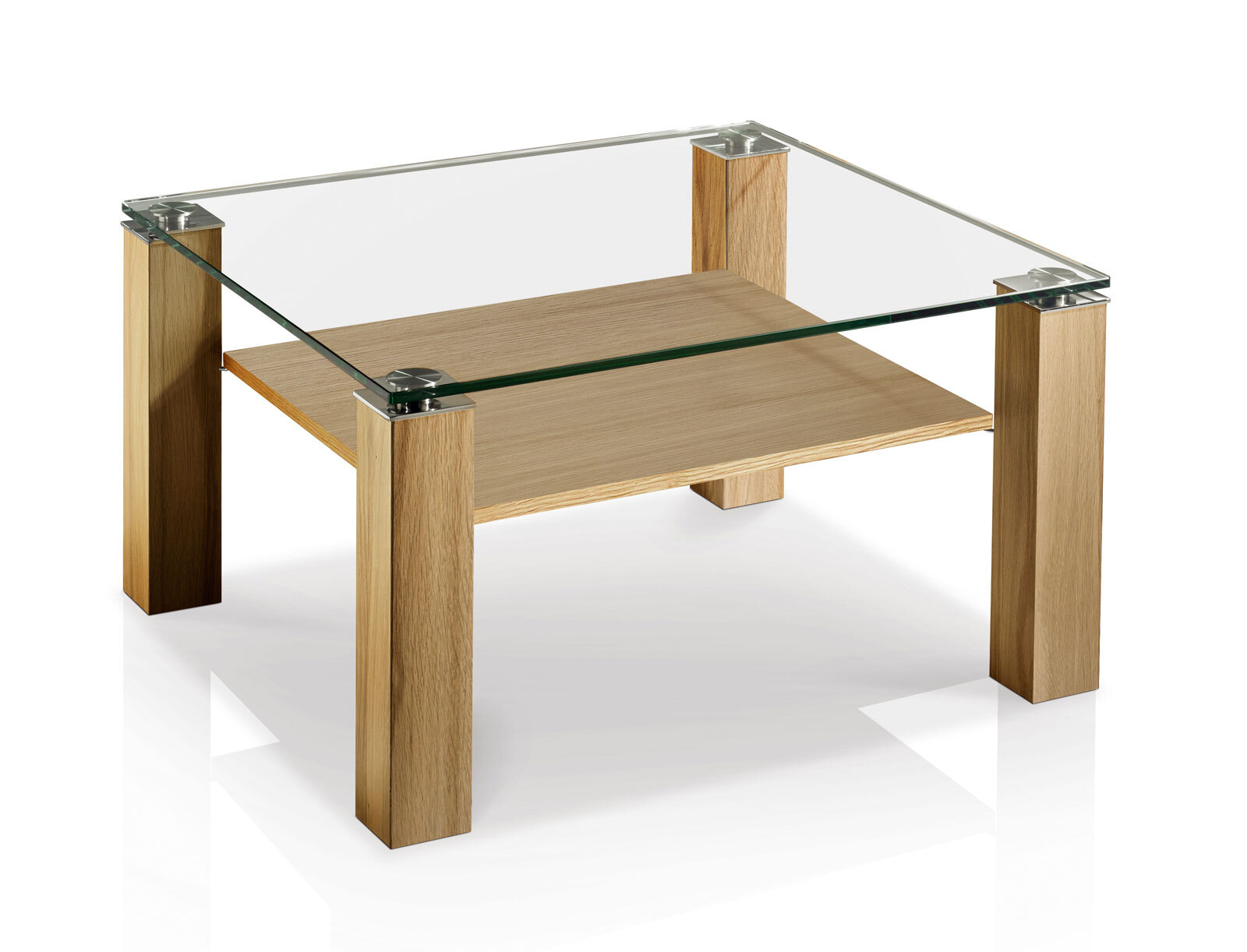 HAUKE HENDRIKS Couchtisch 70 x 70 cm Eiche/ Klarglas