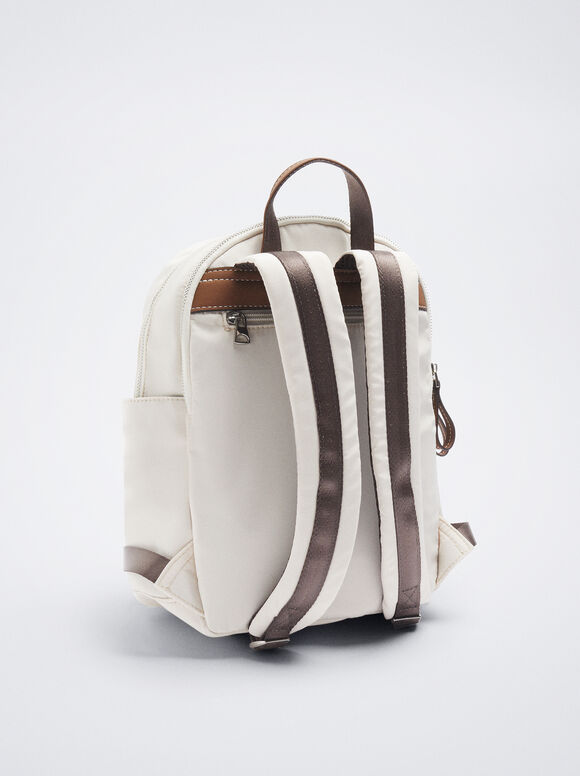 Mochila de nylon com coração - Off-White