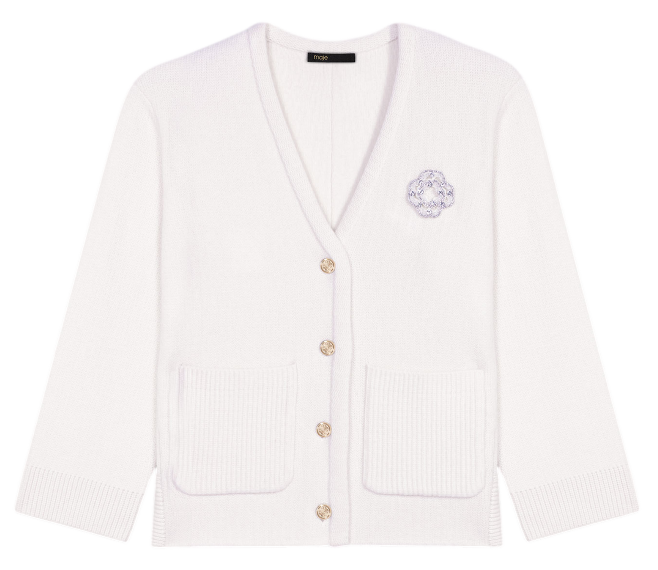 Cardigan droit en laine mélangée | Beige