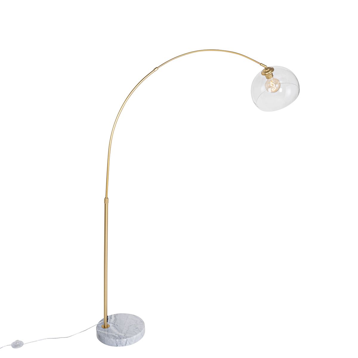 Moderne booglamp messing met helder glas - Arc