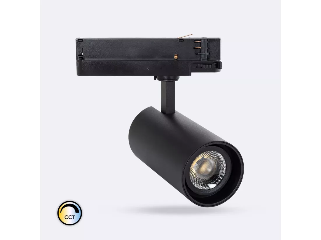 Spot LED sur Rail Triphasé 30W Fasano Dimmable CCT Noir (2700K - 3200K - 4000K) Sélectionnable
