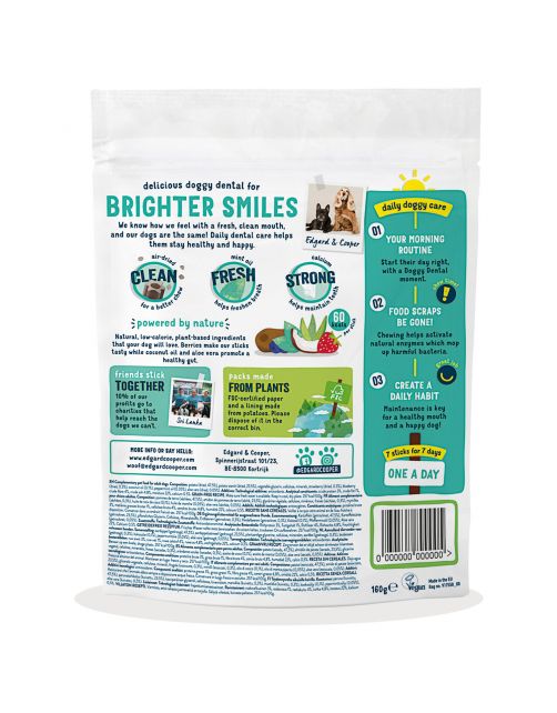 Edgard&Cooper Doggy Dental Aardbei&Munt - Hondensnacks